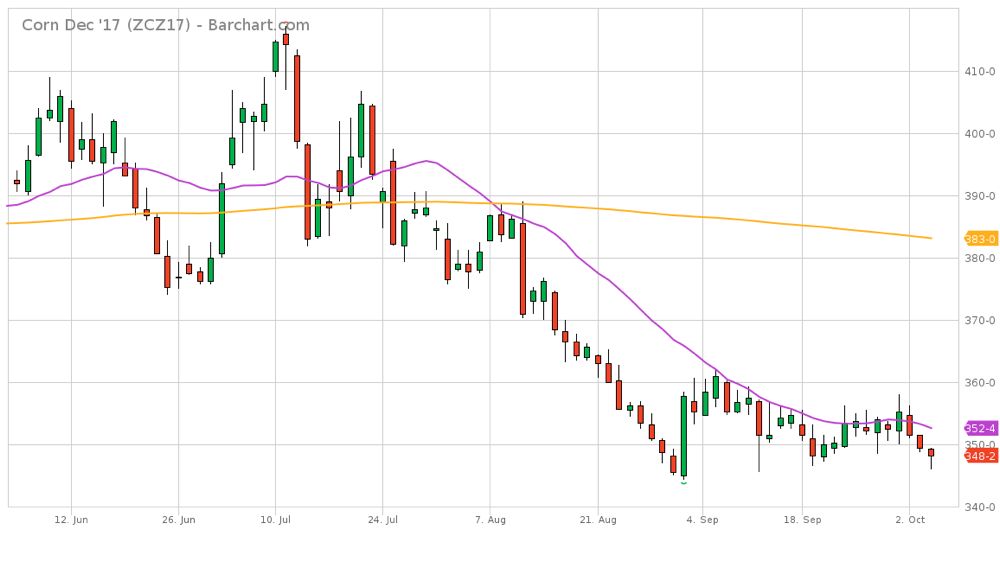 CBOT weekly outlook: Corn dips under $3.50 as harvest pushes on