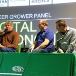 Scott Fife, right, and Derek Hill, centre, listen to Steve Twynstra answer a question during a panel discussion on managing farm data at the recent London Farm Show. Photo: John Greig