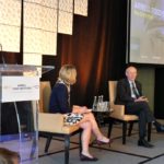 Sir Charles Godfray, director of the Oxford Martin Programme on the Future of Food, being interviewed by the University of Guelph's Jess Haines, professor in Family Relations and Applied Nutrition.