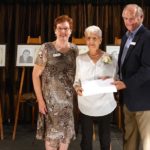 George Campbell nominated the late William Harvey Beaty to the Hall of Fame and represented the family at the event. He is shown here with OAHF president Carolyn Fuerth and past president John Kikkert.