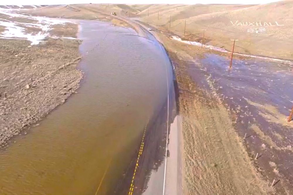 A view from Alberta Highway 36 north of the Oldman River on April 14. While some traffic has been rerouted, flooding in southern Alberta hasn’t yet had a major impact on feed delivery, CorNine Commodities reports. (Photo courtesy Taber RCMP)
