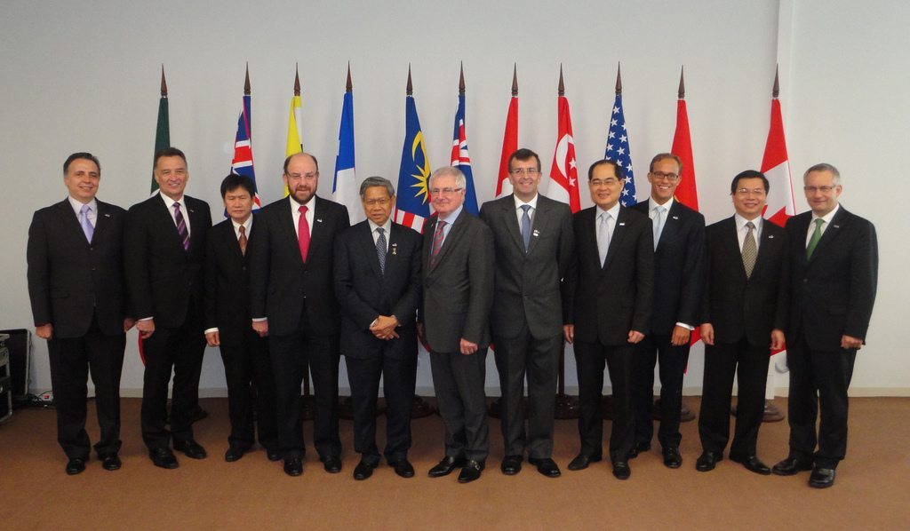 International Trade Minister Ed Fast (right) meets with TPP nations’ ministers on the side of an APEC ministerial meeting in Russia on Sept. 6. (DFAIT)
