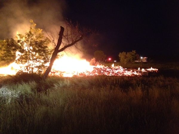 Manitoba’s historic Criddle/Vane farmhouse vanished by fire Wednesday night. (Photo courtesy Blue Hills RCMP)
