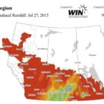 This WeatherFarm map shows the heavy rainfall in southern Saskatchewan July 27