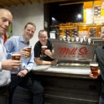 Mill Street CEO Irvine Weitzman, Labatt president Jan Craps and Mill Street’s brewmaster Joel Manning and co-founder Steve Abrams (l-r) on Friday announced Labatt has bought the Toronto craft beer company. (CNW Group/Labatt Breweries of Canada)
