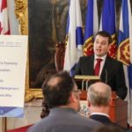 Nova Scotia Finance Minister Randy Delorey lays out the budget for reporters Tuesday in Halifax. (NovaScotia.ca)
