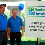 Stephen Denys and Dave Baute of Maizex Seeds at the launch of the company’s “Be Rooted. Be Involved” initiative at Canada’s Outdoor Farm Show. (Ralph Pearce photo)