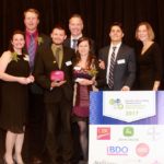 (2nd from left) Derek & Tannis Axten of Axten Farms of Minton, Sask. and François Handfield & Véronique Bouchard of Ferme aux petits oignons at Mont-Tremblant, Que. Photo: Bruce Sargent