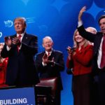 U.S. President Donald Trump celebrates after signing a pair of documents meant to promote rural internet access, after his remarks to the American Farm Bureau Federation convention in Nashville on Jan. 8. Photo: Reuters/Jonathan Ernst
