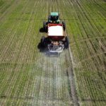 The Salford Group’s BBI Sniper dry fertilizer spreader has section control, with 120 foot spread.
