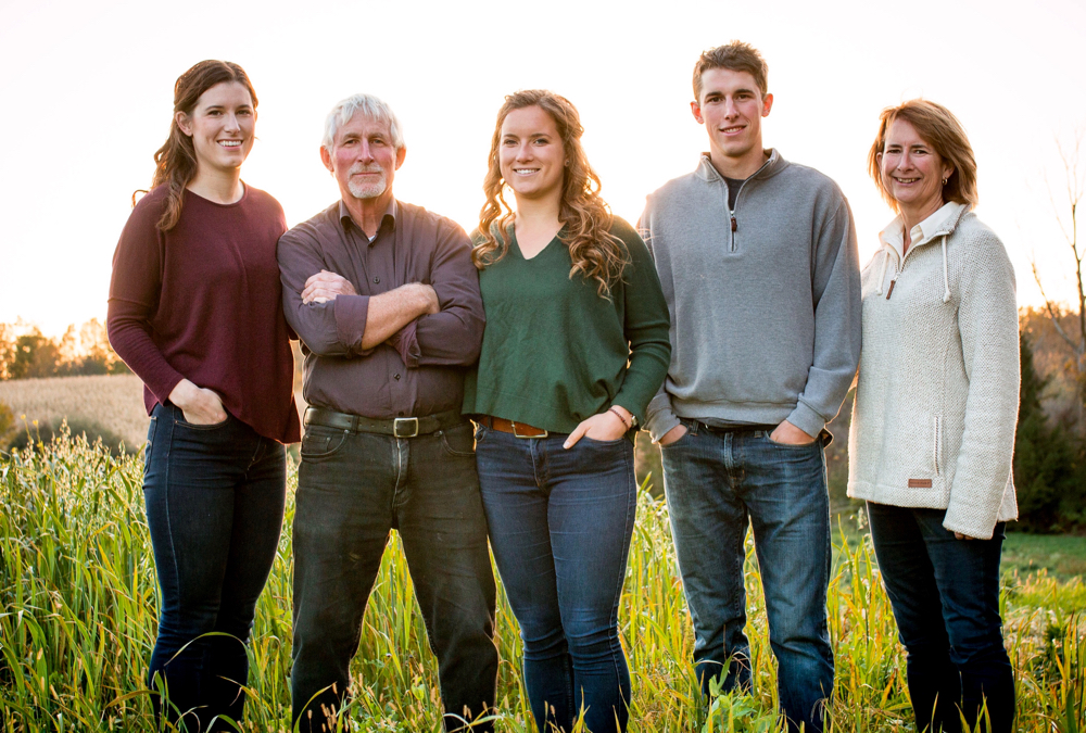 Kara, left, Tom, Erica, Andrew and Dawn Pate at their farm. 