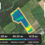 Crop health maps help identify areas of concern in the field.