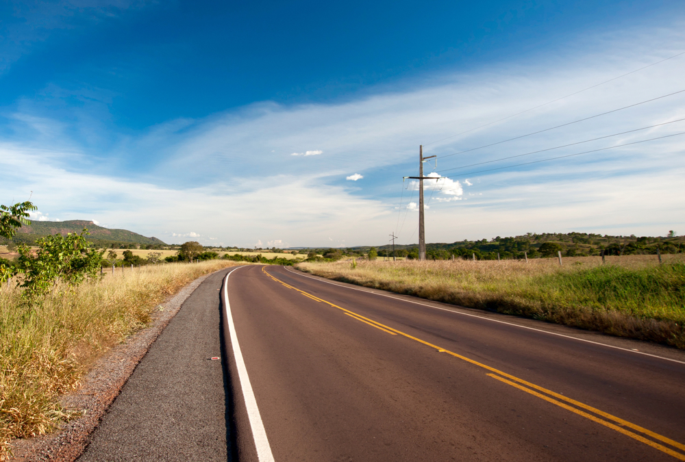 A highway in Mato Grosso, Brazil. Each year, many highways in the state see high volumes of truck traffic as they move to get grains to port.