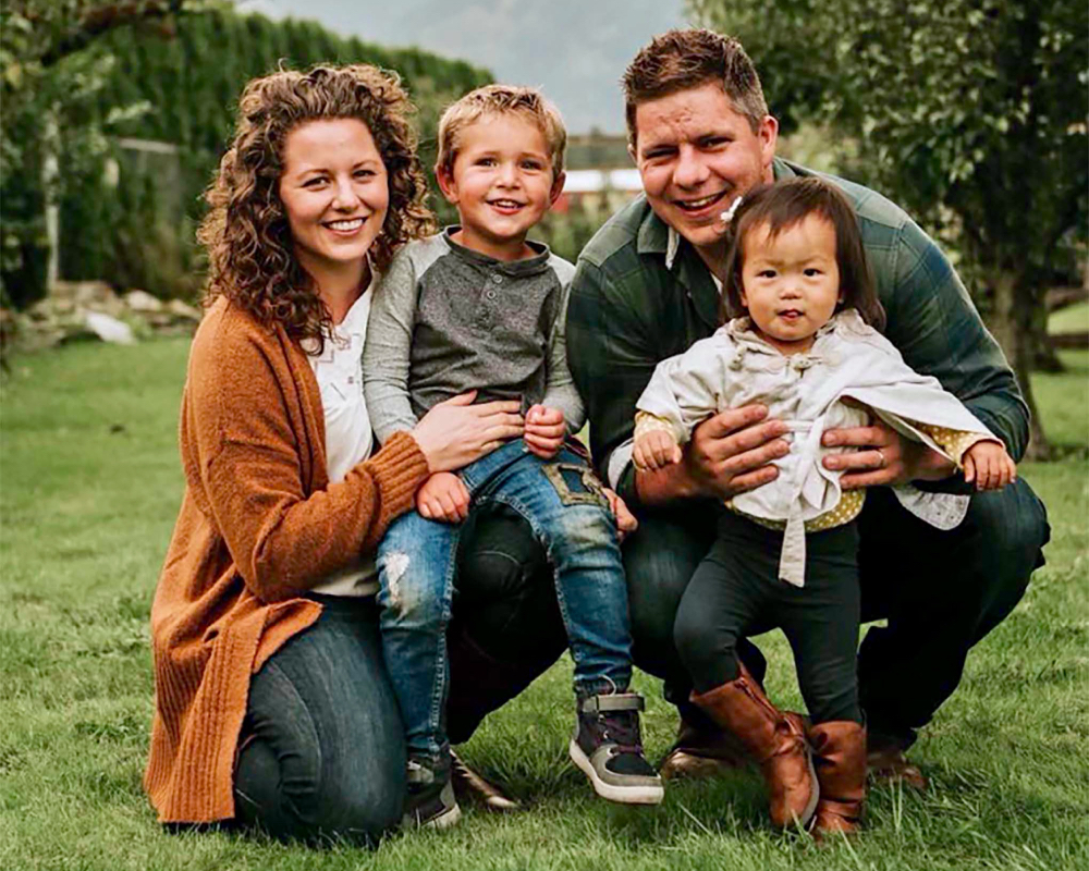 Marie, left and Gary Baars with their children.