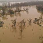 A flooded parcel of land along the Platte River is pictured in the aerial photograph at La Platte, south of Omaha, Nebraska on March 19.