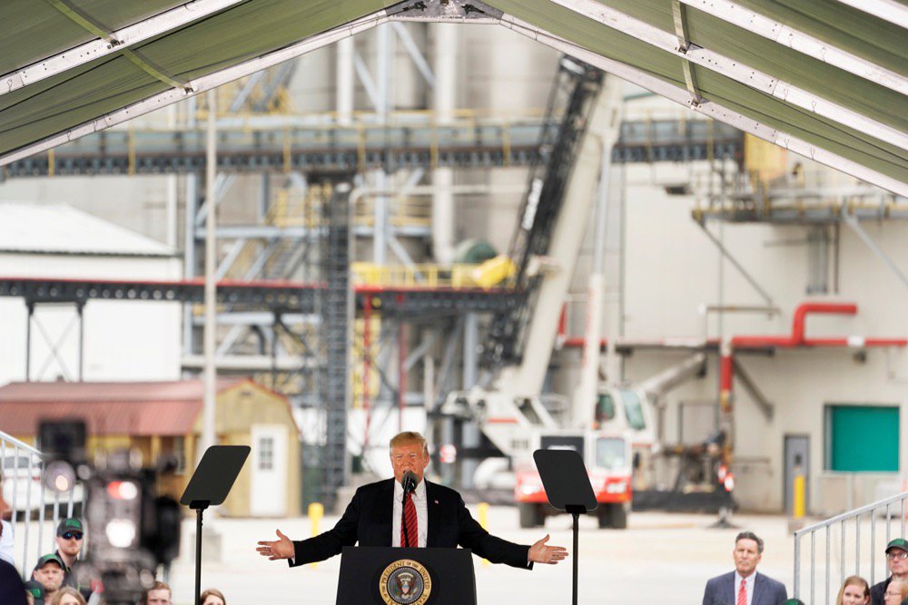 U.S. President Donald Trump speaks during a visit to Southwest Iowa Renewable Energy in Council Bluffs, Iowa on June 11, 2019. (Photo: Reuters/Kevin Lamarque)

