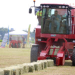 Marcrest Manufacturing demonstrated its self-propelled Bale Baron that can pick up small square bales and make them into a larger unit for moving with a loader.