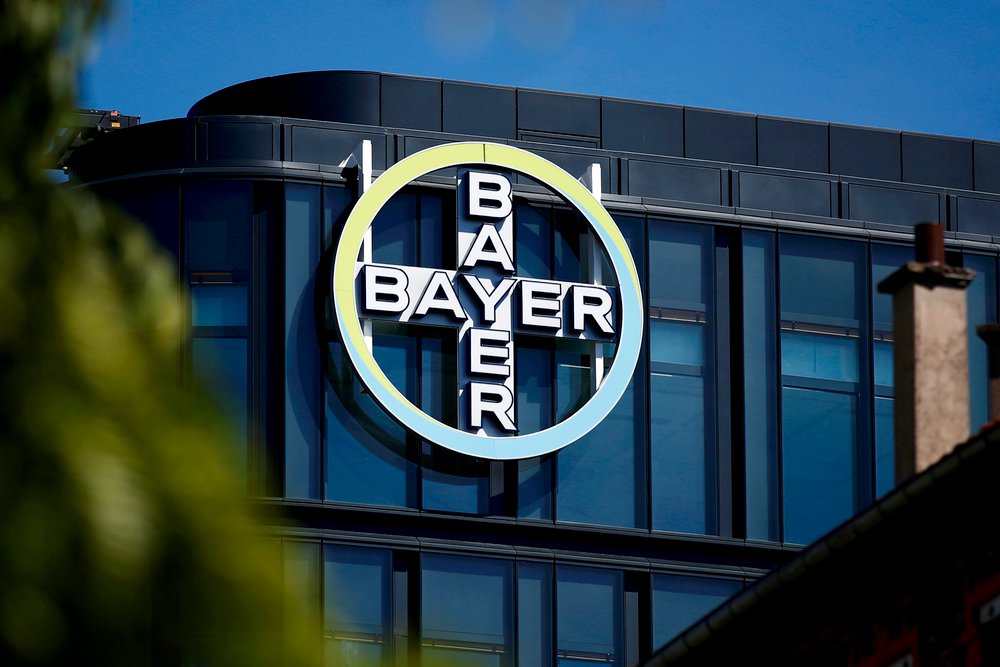 The Bayer AG logo at the headquarters in France. Bayer AG has struck down its own plans to sell Nemastrike – a seed treatment designed to protect against nematodes – after reviewing experiences from farmers and applicators.  Photo: Reuters/Benoit Tessier/File

