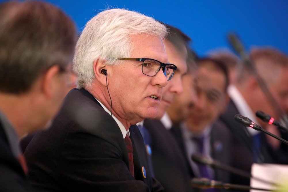 Canadian International Trade Diversification Minister Jim Carr speaks at the first China-Canada economic and financial strategy dialogue in Beijing on Nov. 12, 2018.  Photo: Reuters/Jason Lee/Pool
