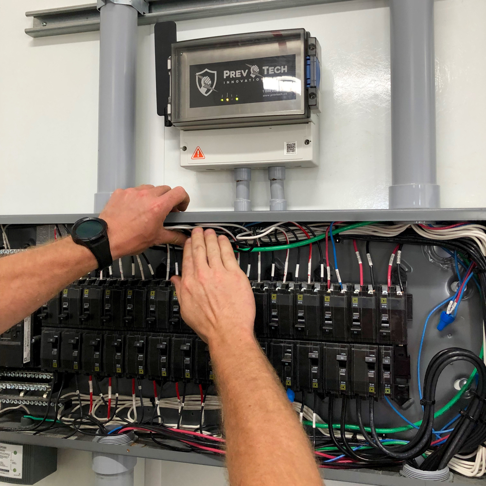 The PrevTech unit being installed in a barn.