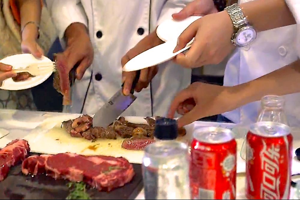 Taste-testing during a Canadian Beef Advantage Seminar in Shanghai in 2013. (Canada Beef via YouTube)
