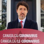 Prime Minister Justin Trudeau speaks to news media outside his home in Ottawa, March 25, 2020.