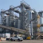 No injuries were reported in the collapse of a grain bin at Fibreco’s Vancouver port terminal on Sept. 11, 2020. (DNV Fire Rescue Service photo via Twitter)