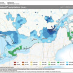 Accumulated precipitation map for Eastern Canada, April 1 to October 31, 2020.