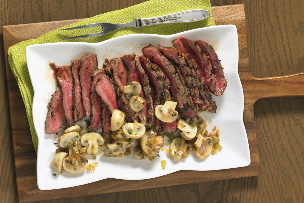 Strip steak with mushrooms. (Photo courtesy Canada Beef Inc.)
