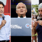 From left: Federal Liberal party leader Justin Trudeau, federal Conservative party leader Erin O’Toole, and federal New Democratic Party leader Jagmeet Singh.