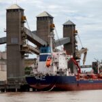 Grain is loaded onto ships for export at a port on the Parana River near Rosario, Argentina on Jan. 31, 2017. (File photo: Reuters/Marcos Brindicci)