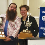 Wes Kuntz and Jenny Butcher just after they accepted their trophies as Ontario’s Outstanding Young Farmers.