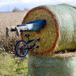 Bicycles and bales don’t mix along 9th Line in Amaranth.