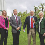 Linda Flynn, left, associate vice-president, office of development and alumni affairs; Don Lovisa, president, Durham College; and Bob Barrett and Francine Rouleau-Barrett at the official announcement of the Barrett Centre.