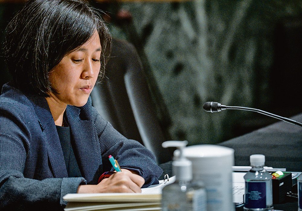 U.S. Trade Representative Katherine Tai, seen here testifying before the Senate finance committee in May, said in a recent speech that the government remains concerned over what she called China’s “state-centric and non-market trade practices.”