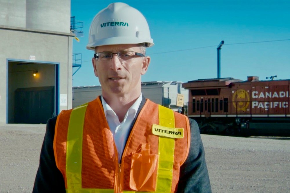 Kyle Jeworski, Viterra’s CEO for North America, speaks in a December 2020 promotional video announcing the company’s worldwide rebranding. (Viterra video screengrab via YouTube)

