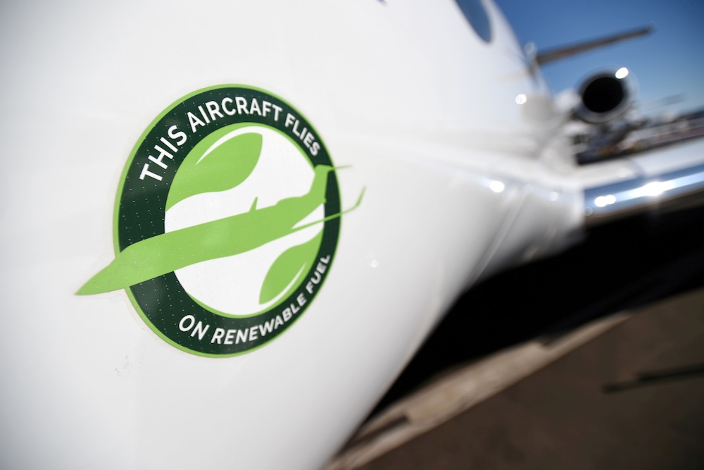 A decal on a Gulfstream 650ER business jet at the National Business Aviation Association (NBAA) exhibition in Las Vegas on Oct. 21, 2019. (File photo: Reuters/David Becker)
