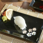 Nigiri sushi made with cell-cultured snapper and plant-based ingredients created by CELL AG TECH, Toronto.