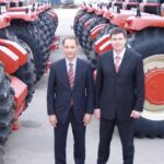 Buhler Industries board member Konstantin Babkin, shown here at left with the company’s then-president Dmitry Lyubimov during a visit to the company’s facility in Winnipeg in 2007, is seen as particularly vulnerable to sanction from Canada. (File photo by Dave Bedard)