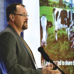 Farmer Tim May shares strategies to engage followers on social media while providing insight into the day-to-day life of a dairy farmer at the 10th annual Farm and Food Care Ontario conference in Elora, Ont., on April, 13, 2022.