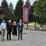 (LtoR) Brad Baker, Salford VP of sales; Geof Gray, Salford president; Linda Hasenfratz, Linamar CEO, and Jim Jarrell, Linamar COO.