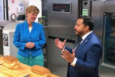 Agriculture Minister Marie-Claude Bibeau on July 19 attended an event in Winnipeg marking the 50th anniversary of Cereals Canada with that organization’s CEO Dean Dias. (Dave Bedard photo)