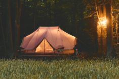 Glamping bed and breakfast experience at Pfisterer Farms.