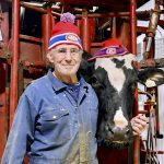 Albert Cousineau, a hoof trimmer for 42 years, marked his final cow with a photo of them sporting matching Montreal Canadiens toques.