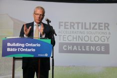 Dave Smardon, CEO of Bioenterprise, helped announced the funded projects from the Fertilizer Accelerating Solutions and Technology Challenge at the London Farm Show. 