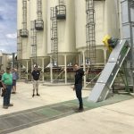 David Felder, director of business development for Petrolia-based Field Farms Marketing, conducts a tour of the company’s new crop cleaning and conditioning facility during an open house on June 22.