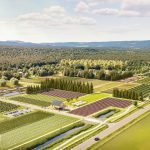 An aerial view of the proposed Thornbury Acres development.
