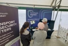 Farm Health Guardian’s Protocol facial recognition controlled barn entry system being shown to attendees at Canada’s Outdoor Farm Show.