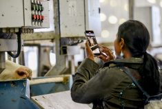 Siva Swaminathan, chef, food educator, and owner of Chezsiva, captures a curious dairy cow on video while touring the Elora Dairy Research facility through a Farm and Food Care program that brings food influencers, chefs, and health practitioners to a farm level to improve their understanding of the food value chain.