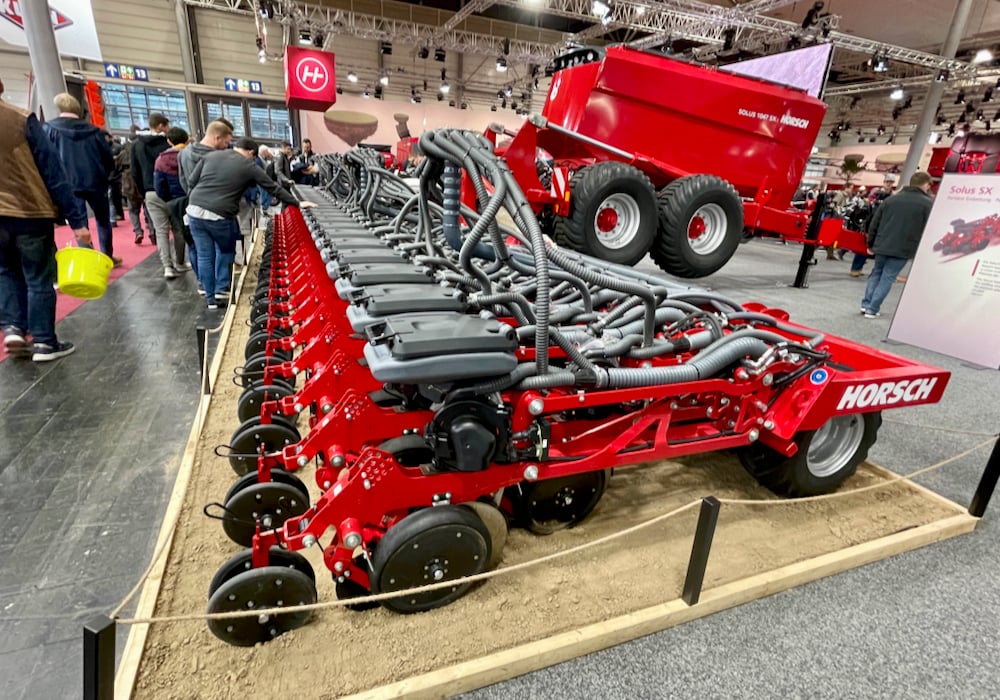 The Horsch Solus SX concept could seed cereals and small oilseeds, along with corn and soybeans, at optimum row widths with one machine.